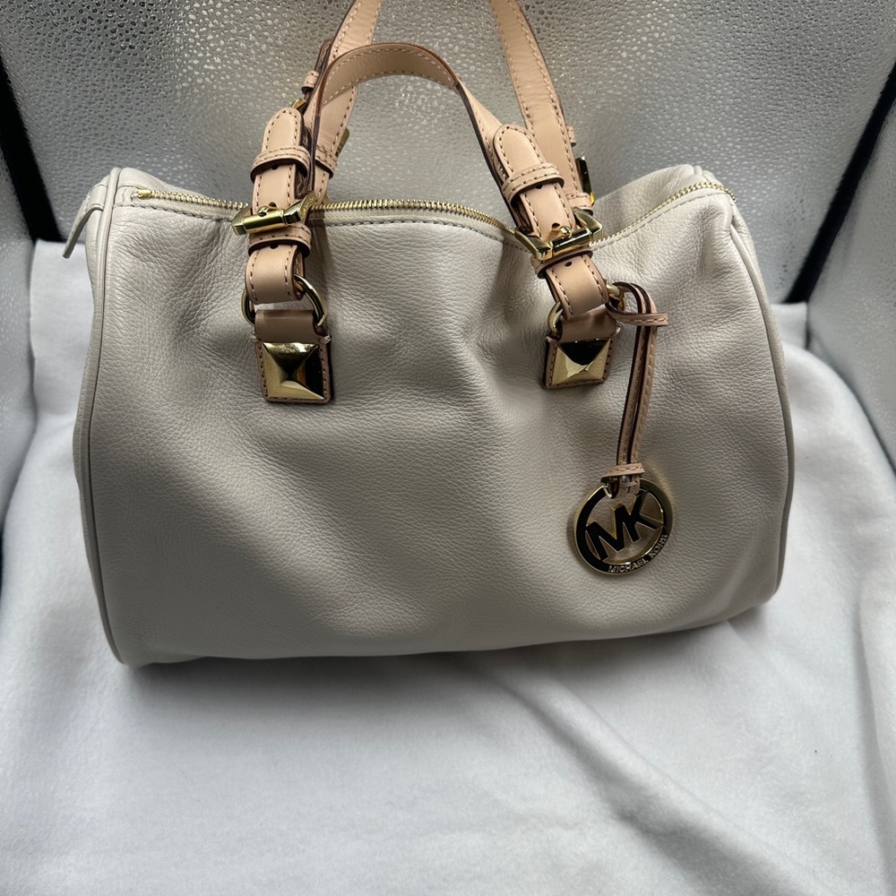 Michael Kors Cream and Tan Satchel